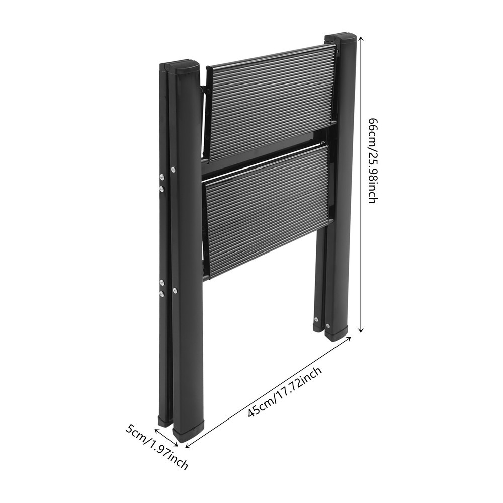 Black A-shaped Folding 2-Step Ladder Foldable Step Ladder 661.39lbs
