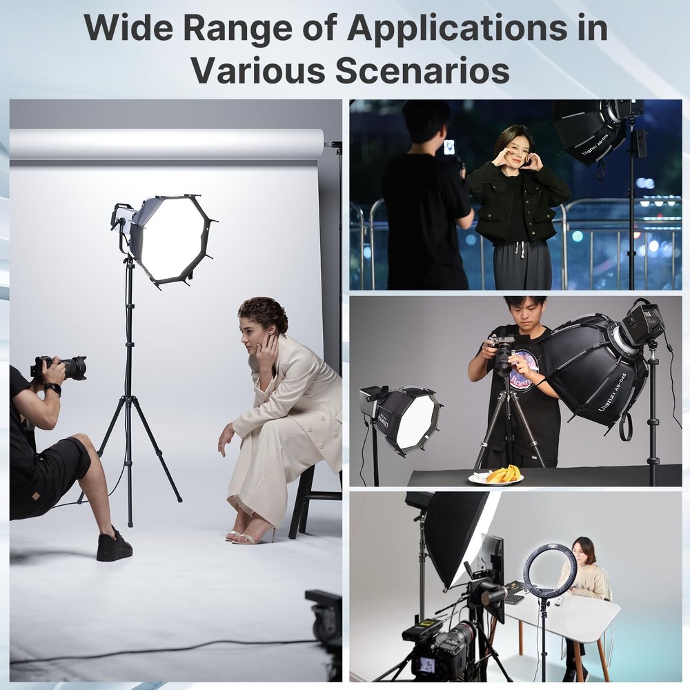 Black Aluminum Light Stand, 6.32ft Extendable Tripod for Strobe Lights, Webca...