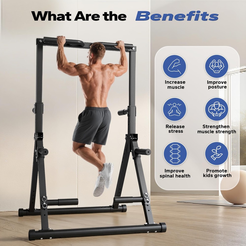 Foldable Pull Up Bar Free Standing, Strength Training Pull-up Bars Adjustable...