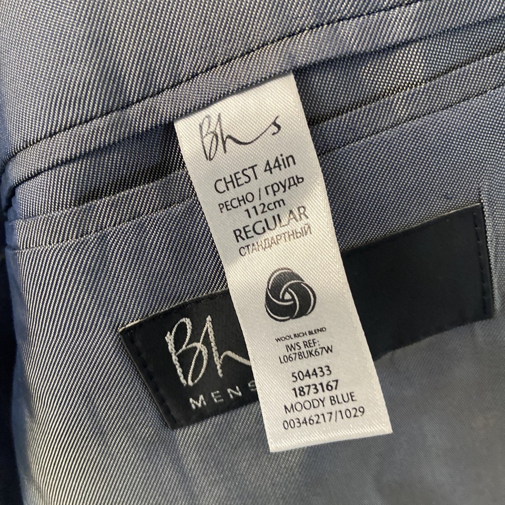 BHS Blazer Suit Jacket 44” Chest Blue 95% Wool