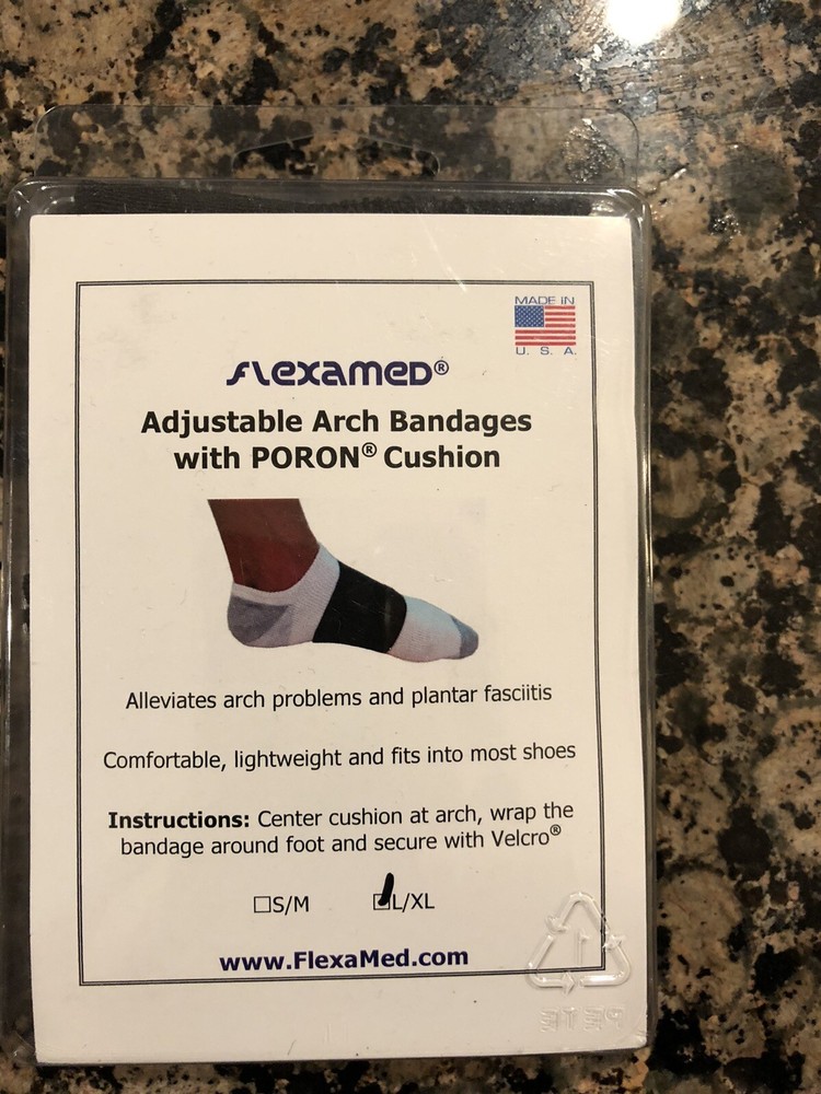 FlexaMed Adjustable Arch Bandages with PORON Cushion (Pair)