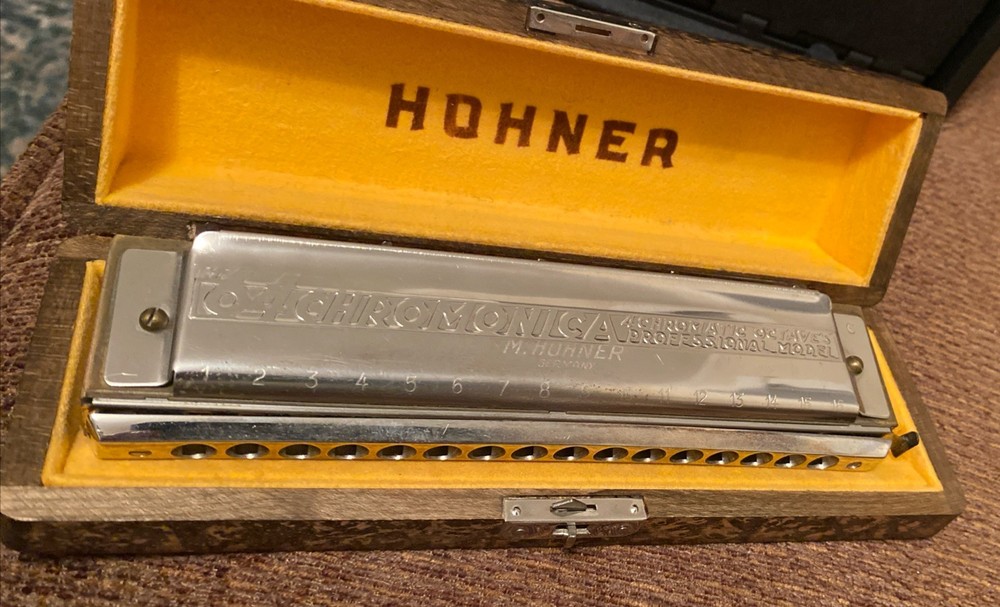 Vintage Hohner 64 Chromonica Professional Harmonica with Original Case