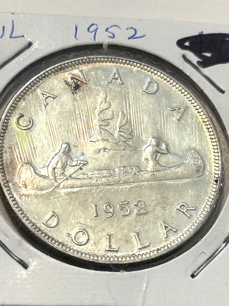 1952 Canada George VI Silver Dollar AU Luster # 75