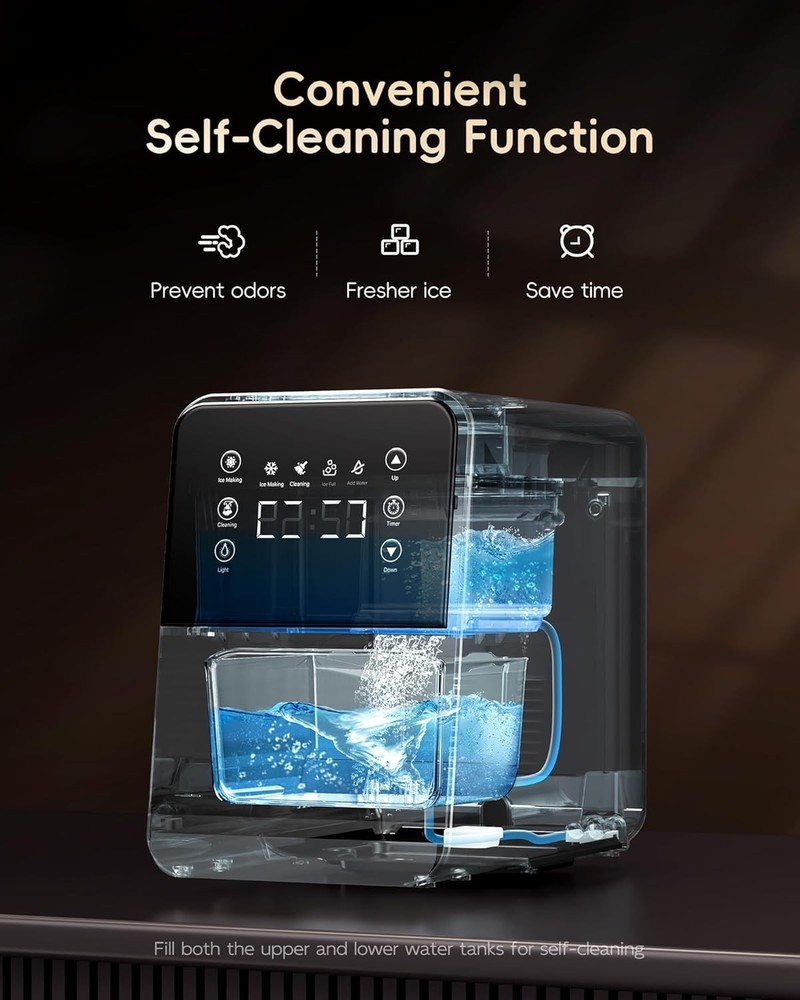 Ecozy Nugget Ice Maker 40Lbs/Day Countertop Sonic Ice Machine Compact