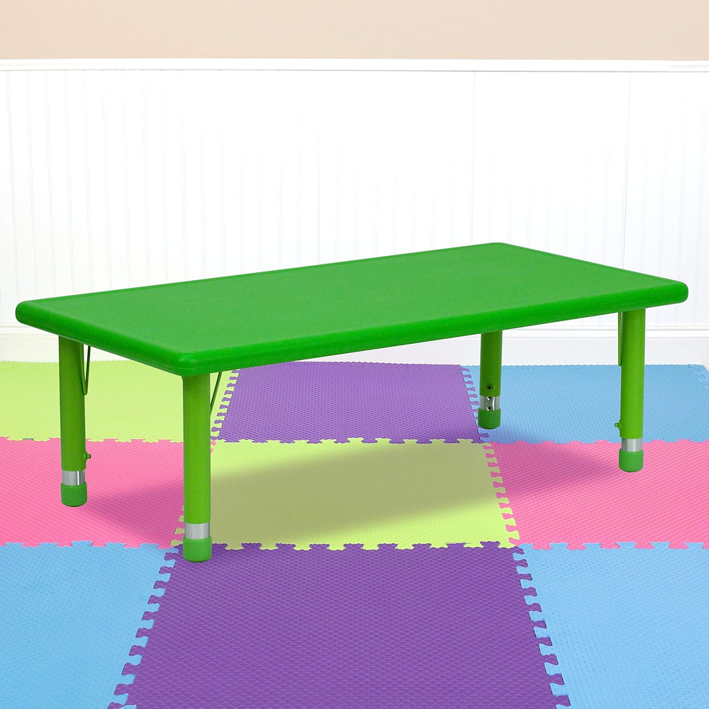 Height Adjustable Green Plastic Activity Table - 24''W x 48''L