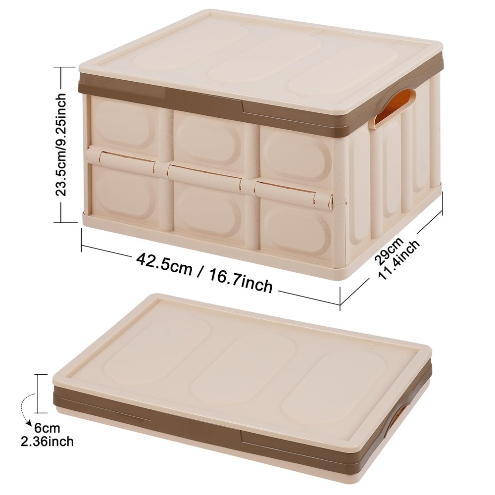 Foldable Storage Boxes with Lids, 3-Pack Collapsible Plastic Storage Bins Org...