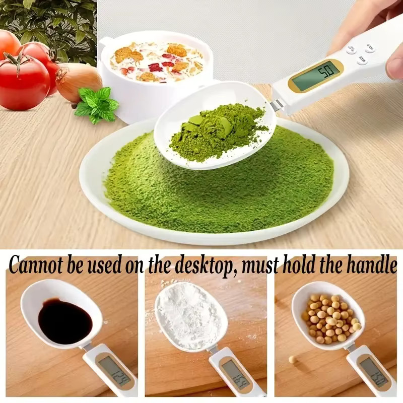 2PCS Digital Spoon Scale 0.1-500g LCD Kitchen Measuring Spoon White