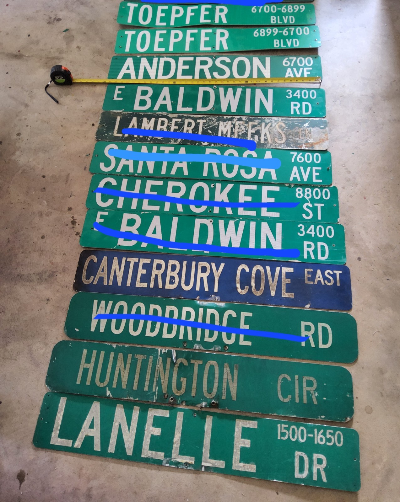 Street name signs pICK ONE. Approximately 36 inch in length
