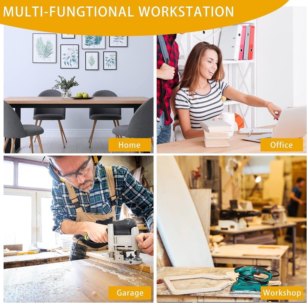 70" Adjustable Workbench on Wheels, 2000 LBS Heavy Duty Work Table with Power Ou