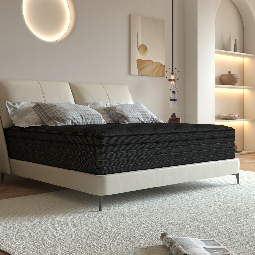 12"14" Mattress in A Box Innerspring Memory Foam Twin Full Queen King Cool Black