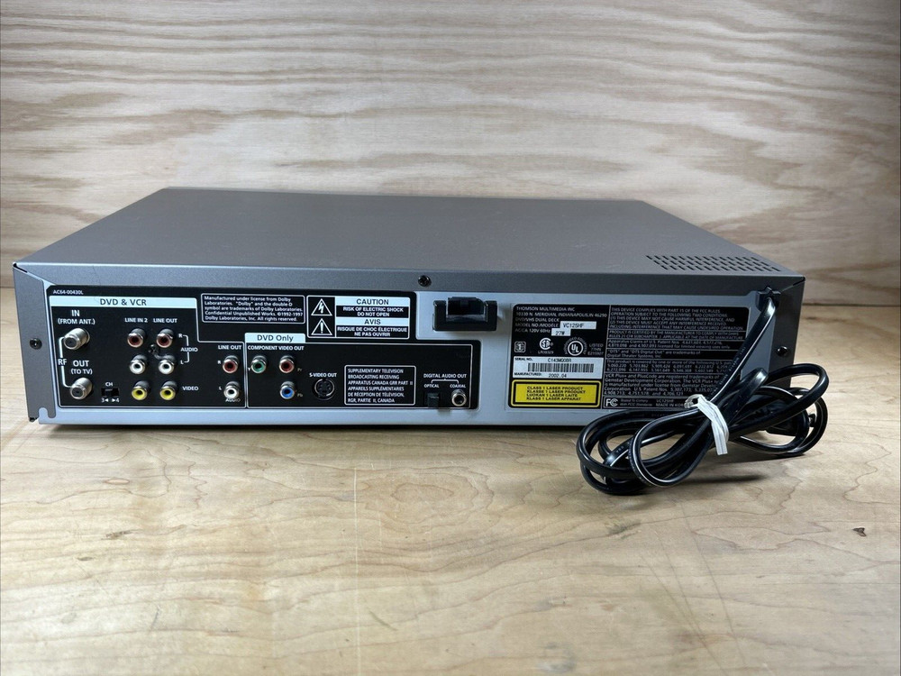 RCA VC125HF DVD/VHS Combo Player VHS Recorder W/ Remote & User Guide - Untested