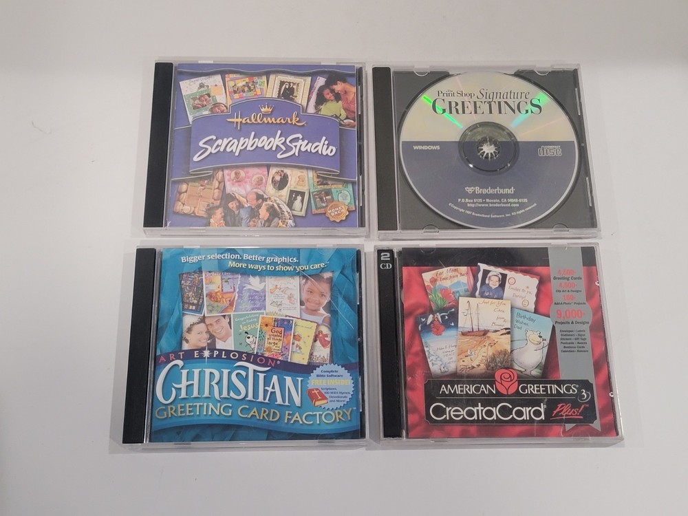 4 Creative PC CD-ROMs - Hallmark Scrapbook Studio, CreataCard, Greeting Cards