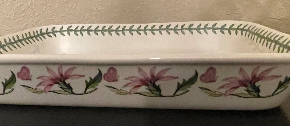 Portmeirion Botanic Garden Ceramic Lasagna Rectangular Baking Dish, Daisy 12 In