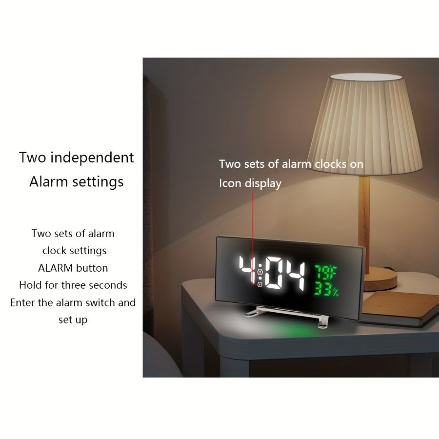 Digital LED Large Display Wall Desk Alarm Clock With Calendar Temperature Date