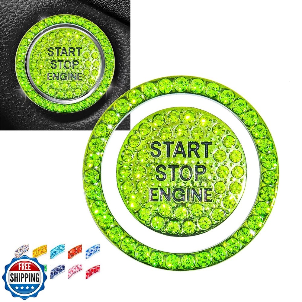 Engine Start Stop Button Bling Ring Cover,Key Ignition Starter and Knob Ring