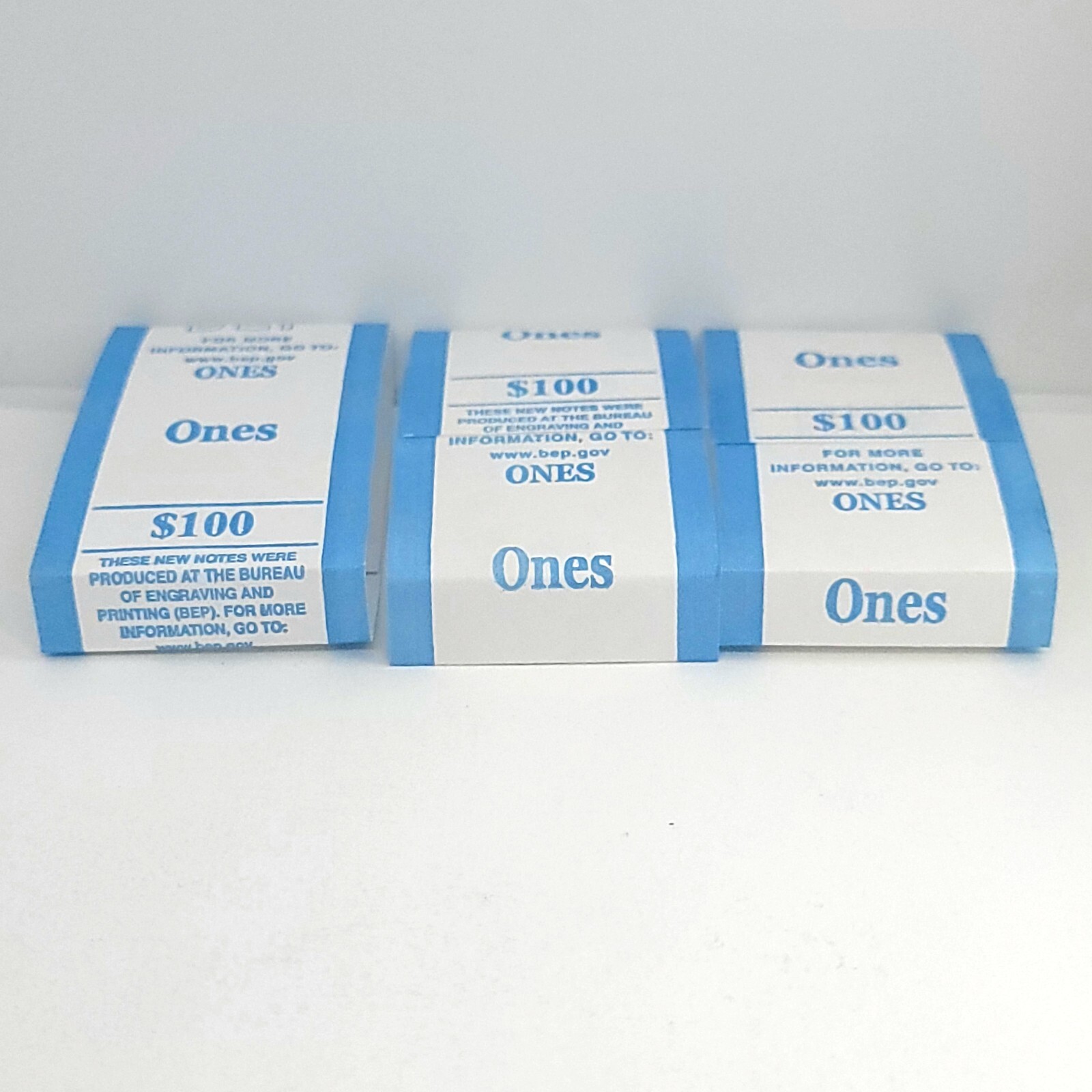 BEP Money Straps For 1 Dollar Bill Currency Bands Holds 100 Notes Lot of 3