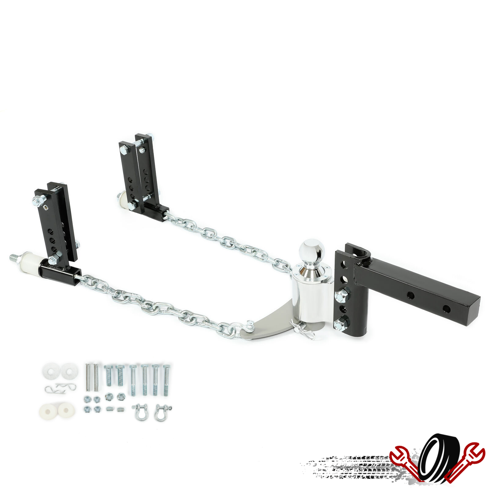 Powder Coated & Chrome Weight Distribution Hitch For 4" drop/rise 2-5/16" ball