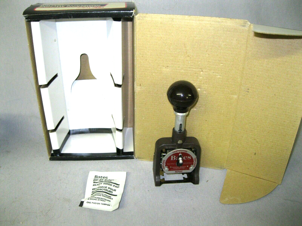 GBC Bates numbering machine in original box
