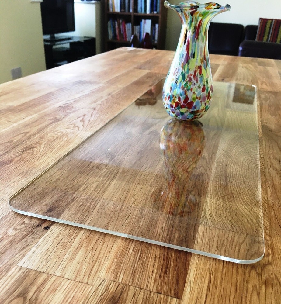 Rectangle Table Runners / Protectors in Clear Gloss Finish Acrylic Bespoke Sizes