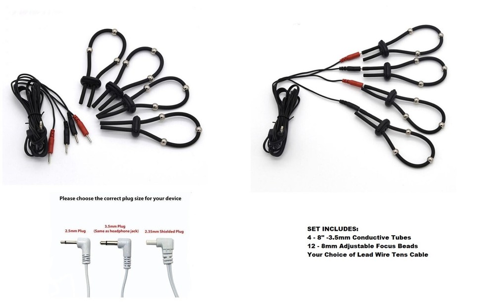 E Stim Electro 4 Silicone Conductive Rubber Loops Cable Beads Set - Cable Choice