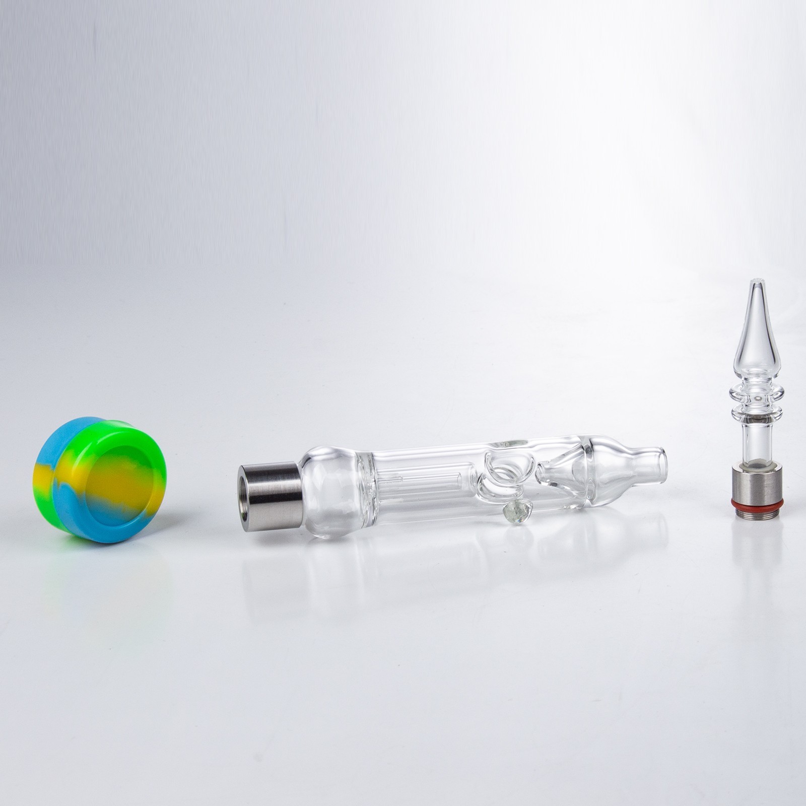 Mini Bubbler Water Pipe Glass Smoking Pipes Kit with Thread Quartz
