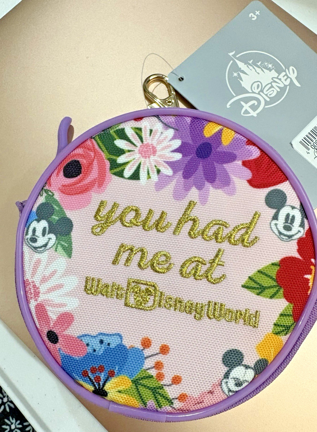 Disney Parks Purple Coin Purse Round You had me at Disney World Zippered New 🌟