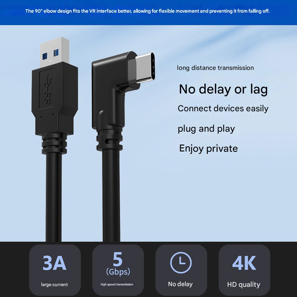 16ft or 10ft Link Cable for Oculus Quest 2/3 Type C-C PC Gaming & Charging Cof9