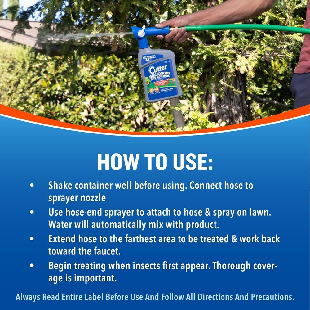 Cutter Backyard Bug Control - 64oz Total Spray for Mosquitoes, Ants & Fleas