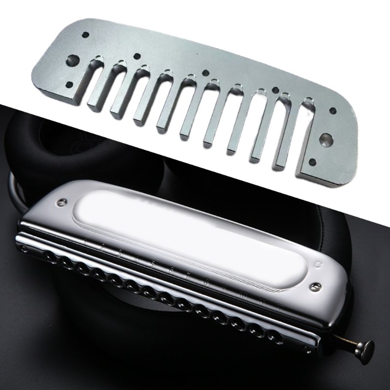 Multifunitonal Tuned Harmonica 10 Holes Compact Size Metal Texture for Performer