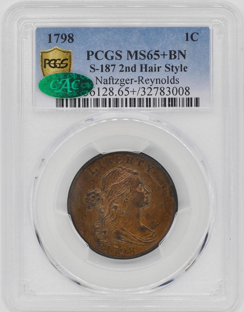 1798 DRAPED BUST 1C PCGS MS 65+ BN