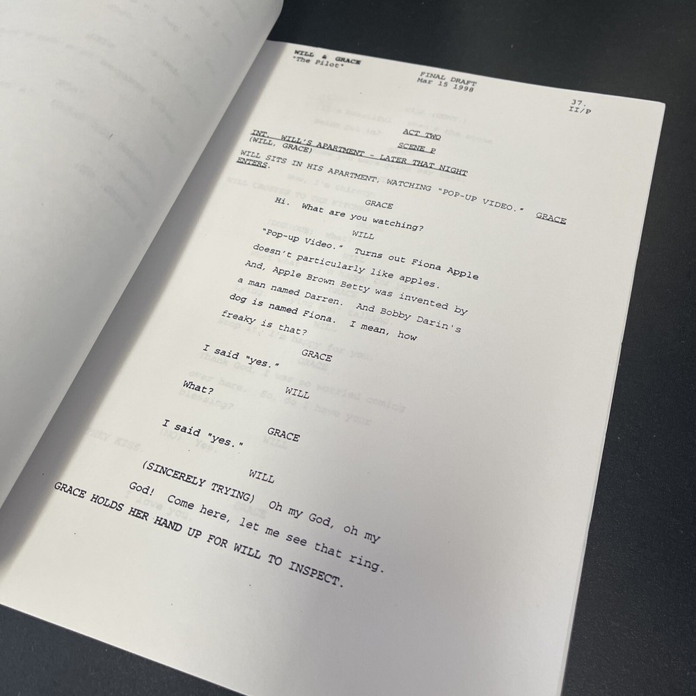 1998 Final Draft WILL & GRACE Endeavor Agency Copy of Pilot Script Max Mutchnick
