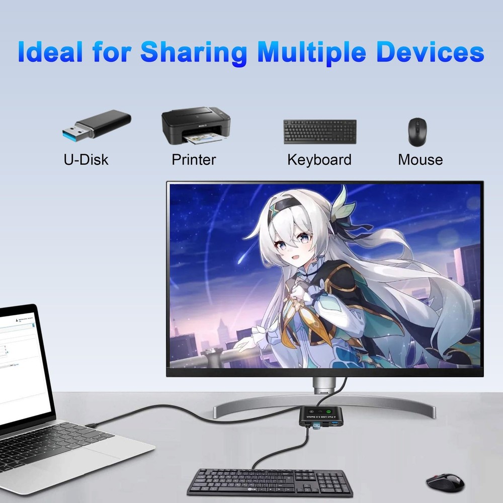 USB Switch, USB Switcher 2 Computers, USB 3.0 Switch Sharing 4 USB Devices KV...