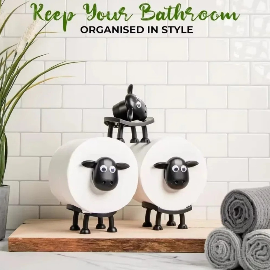 Cute Sheep Toilet Paper Holder Cartoon Bathroom Decor Standalone