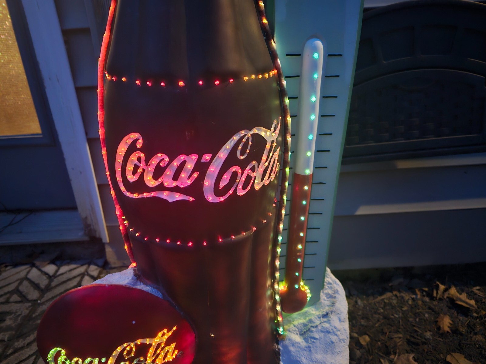 Fiber Optic Coca Cola Coke Bottle Happy Holidays Christmas Outdoor Vintage Light