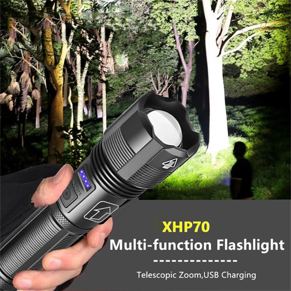 5000000LM LED Flashlight Tactical Light Super Bright Torch USB Rechargeable Lamp