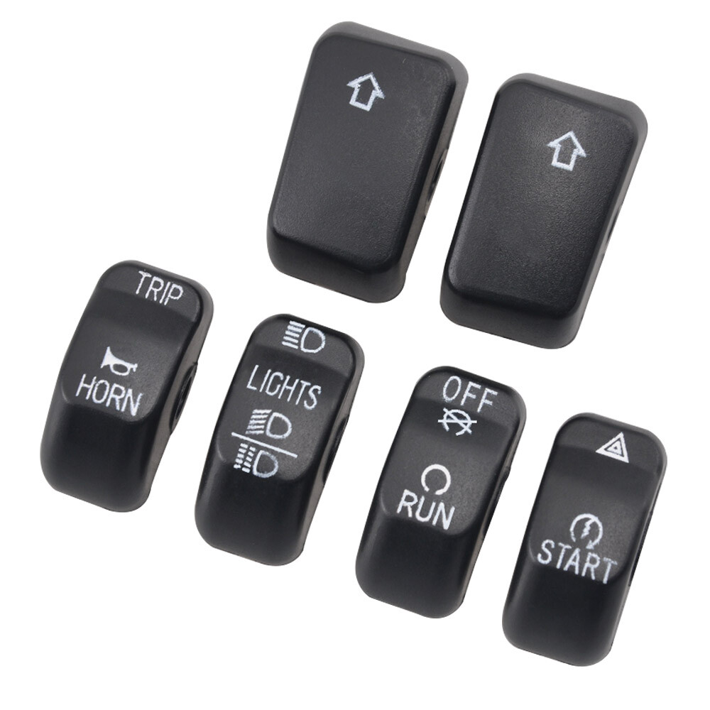 6pcs Black Hand Control Switch Housing Button Cap For Harley Softail Sportster
