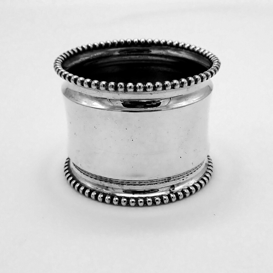 Beaded Napkin Ring Sterling Silver No Mono