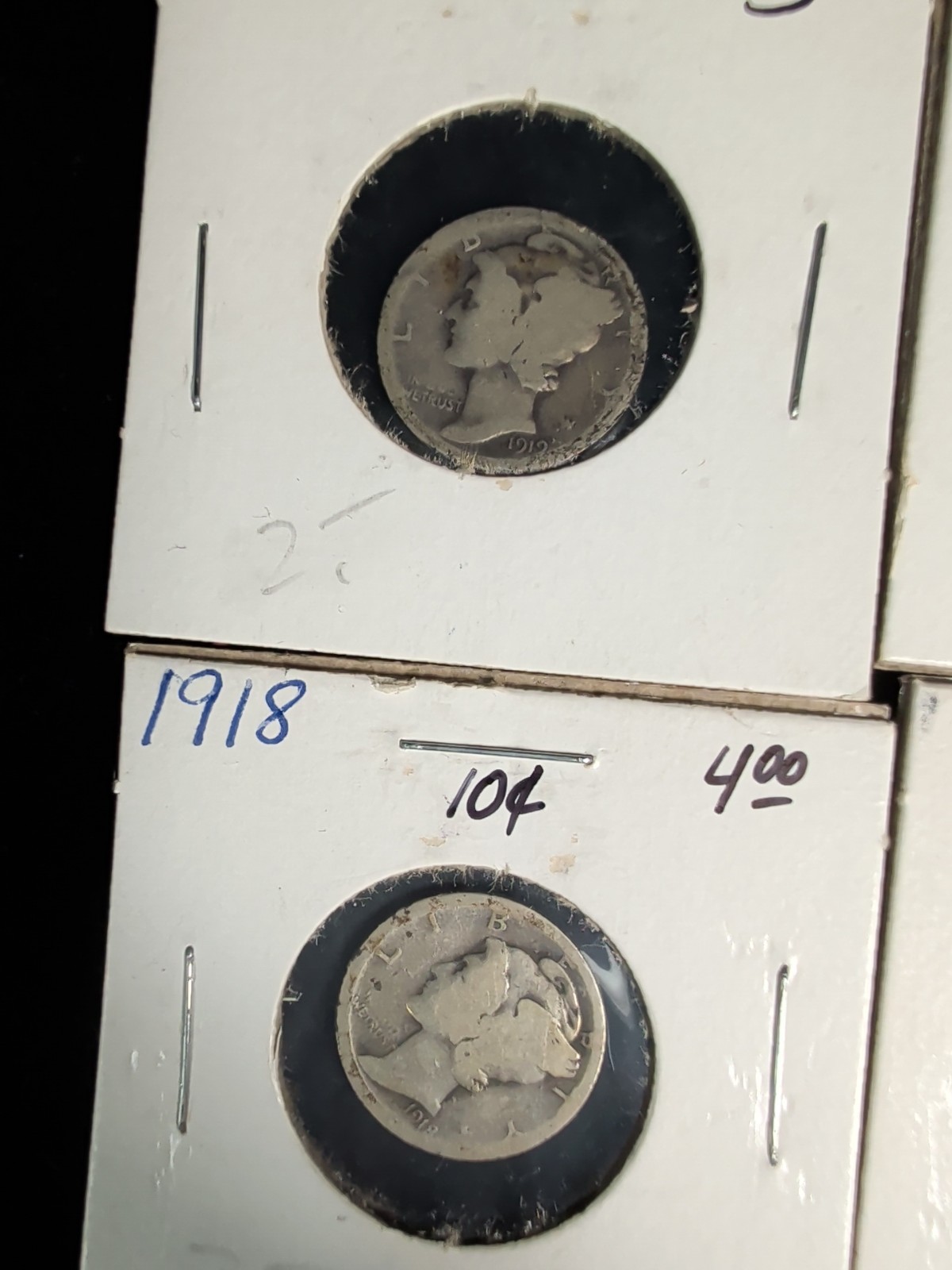 Lot Of 4 Circulated Early Mercury Dimes