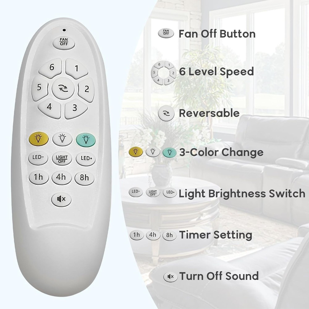 52” Outdoor Ceiling Fan with Light, 3 Walnut Solid Wood Blade, Remote Control...