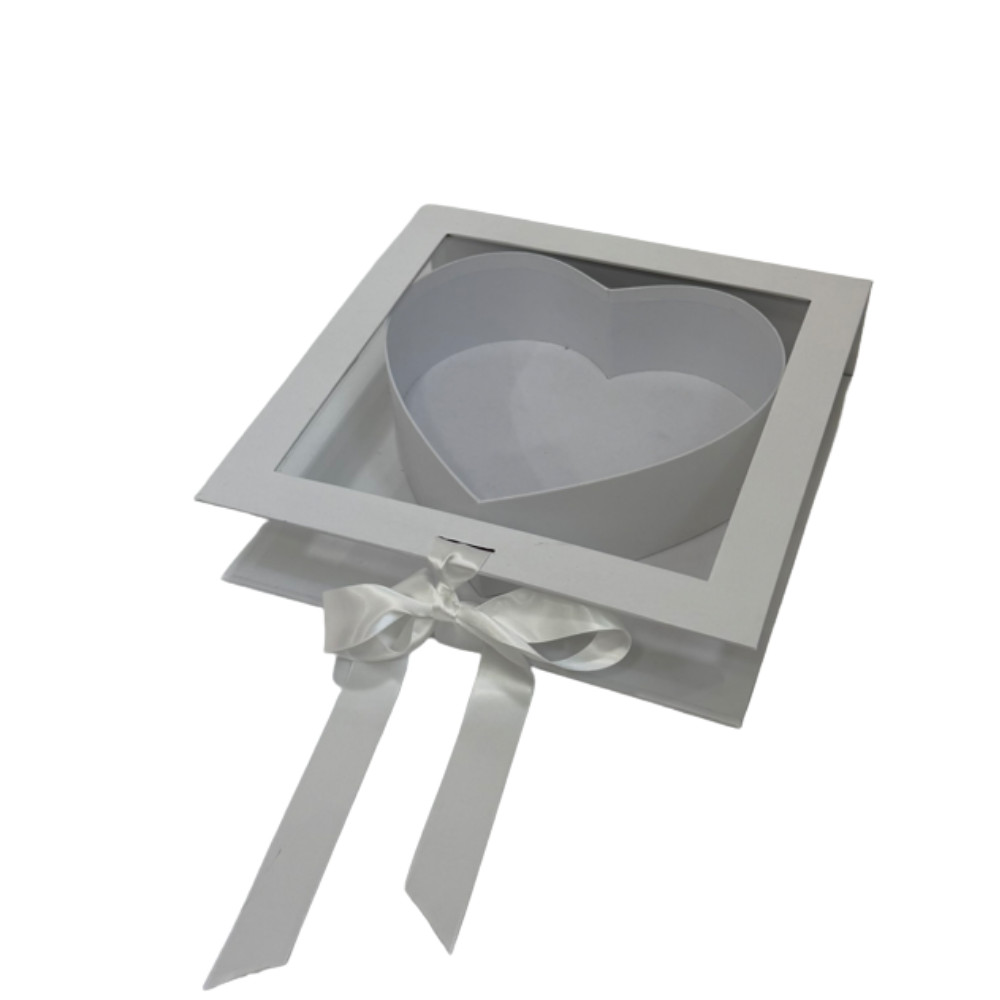 Square Box with Clear Window and Heart Insert, Various Colors