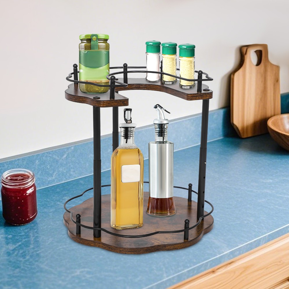 Spice Organizer Rack, Height Adjustable Rotating Spice Organization for Cabinet