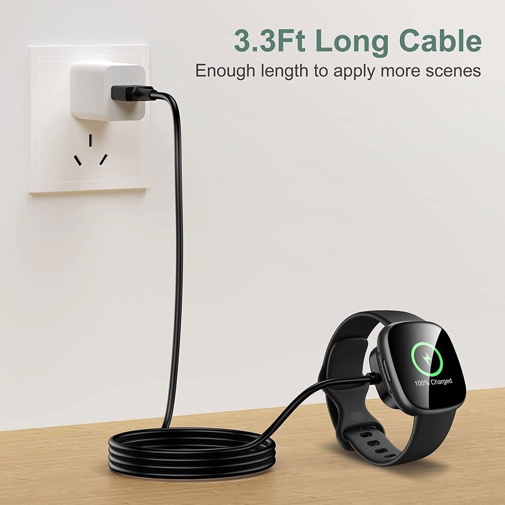 2Pcs Wireless Charger For Fitbit Sense 2 Versa 4 3 USB Charging Dock Fast Cable
