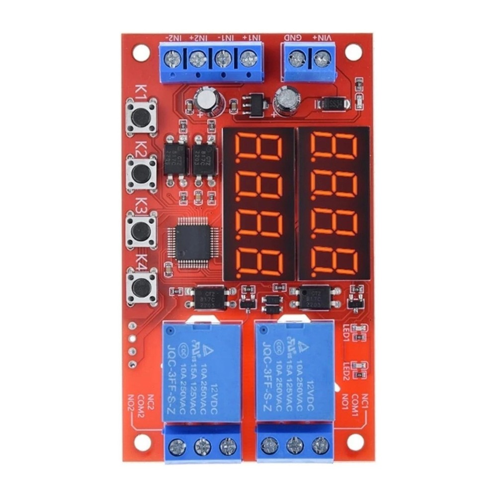 12V 10A Programmable Timer Relay Module Dual Channel 32 Mode Delay Controller