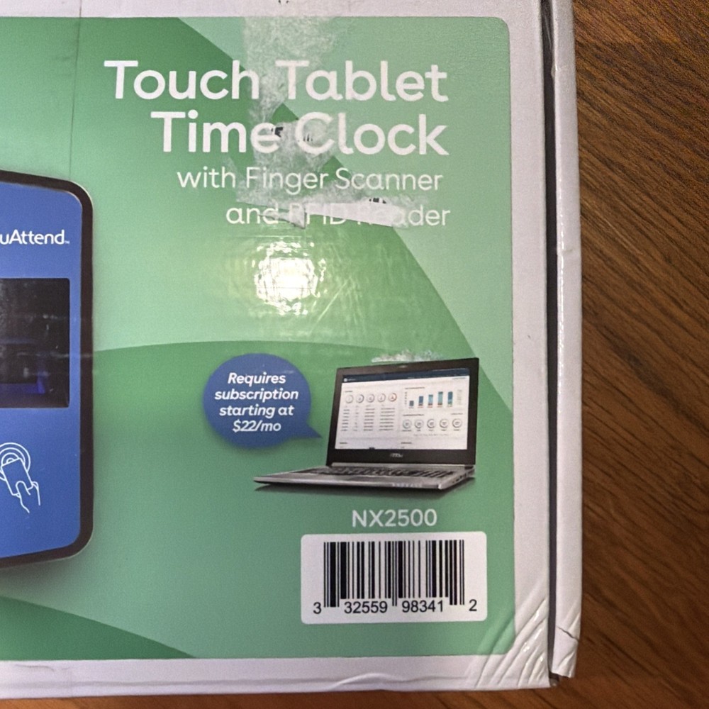 uAttend Biometric Fingerprint Touch Tablet Time Clock System, Blue/Black NX2500