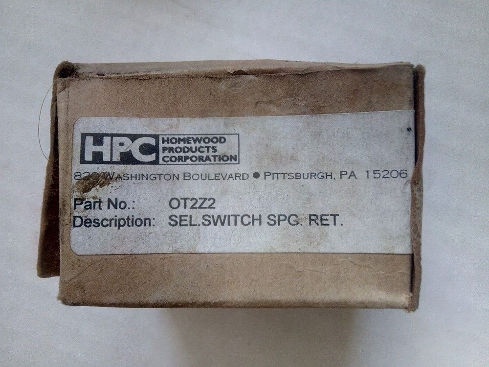 Homewood Products OT2Z2 selector switch 3 pos spring return to right