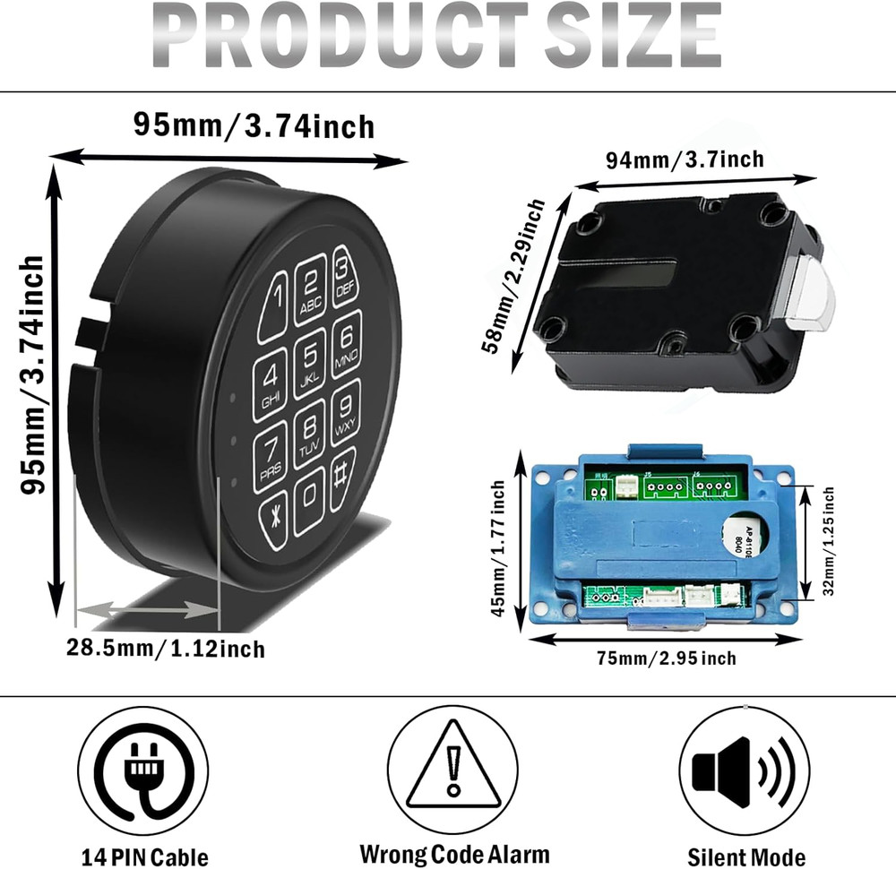 Gun Safe Replacement Lock Black Keypad Electronic Swingbolt Lock For Gun Safe