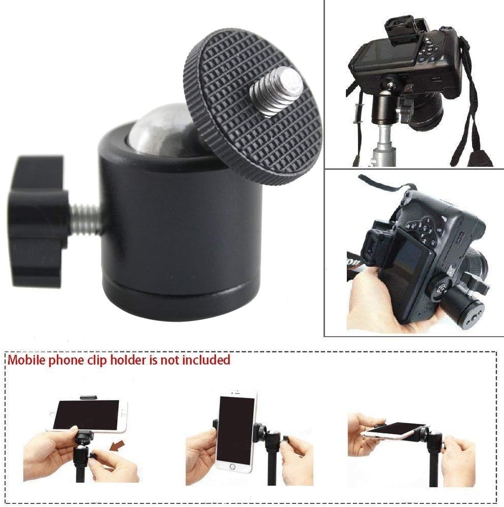 Versatile 360° Tripod Ball Head with Rubber-Padded Mount for Smooth Operation