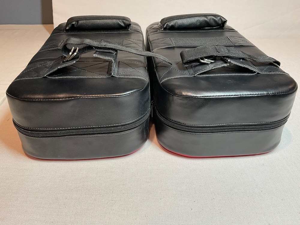 2 Muay Thai Black and Red Kick Pads With Dense Foam