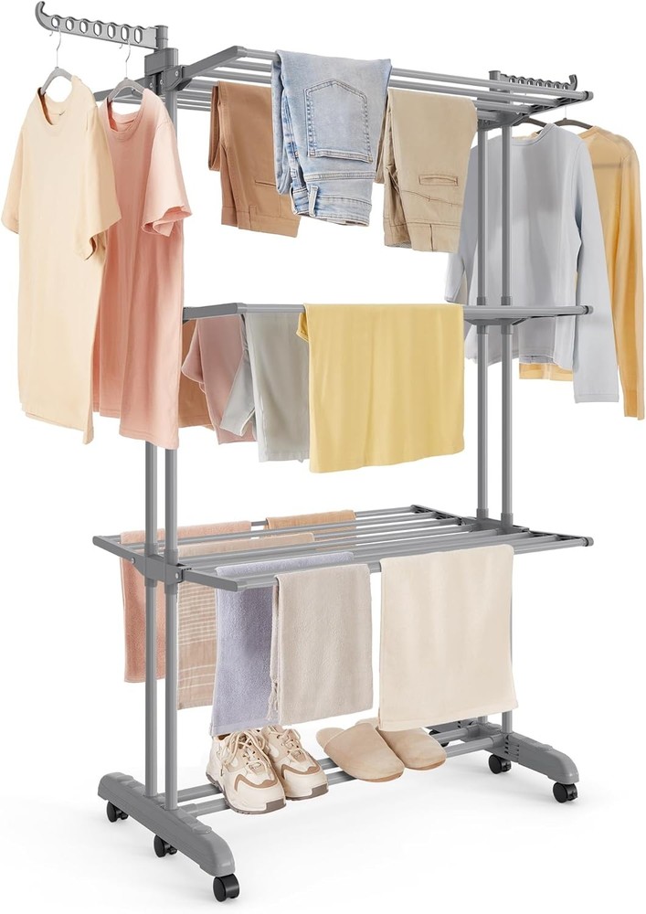 4 Tier Drying Rack, Foldable Drying Rack, Rolling Clothes Rack, Drying Racks