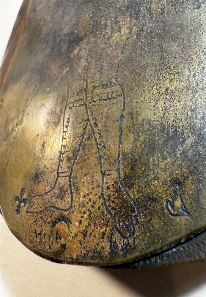 Hand Hammered Copper Gorget Plaque Native Warrior Engraved Studio Metalwork